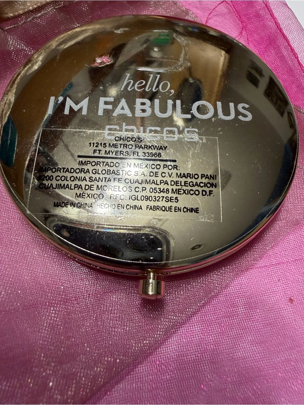 Chico's Red Textured Compact Mirror